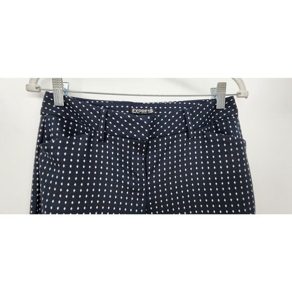 New NWT Express The Editor Pants Size 2R Navy Blue White Office Casual Diamond - Picture 3 of 10